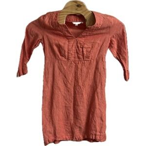 Boden Casual Linen Orange Red Tunic Day Dress Size 6R Lightweight Summer Sleeves